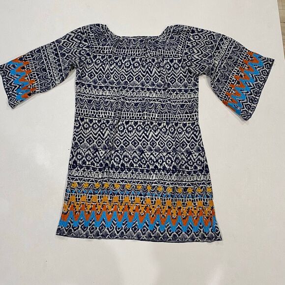 Uncle Frank Ivy Jane Boho Tunic Dress Navy Multicolor Print Women’s Medium - Picture 2 of 4